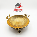 ظرف پذیرایی میوه خوری طرح سه پایه برگی طلایی